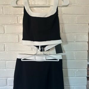 Lulu's Black and White Skirt Set